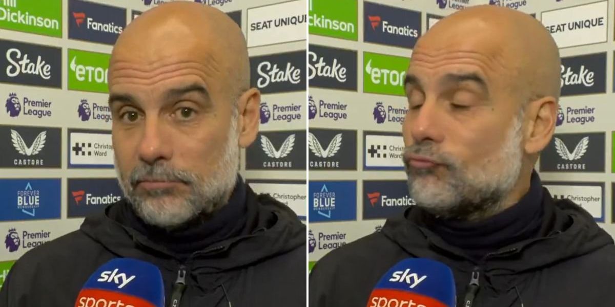 Guardiola reacts to contentious yellow card in Man City's dramatic draw with Everton