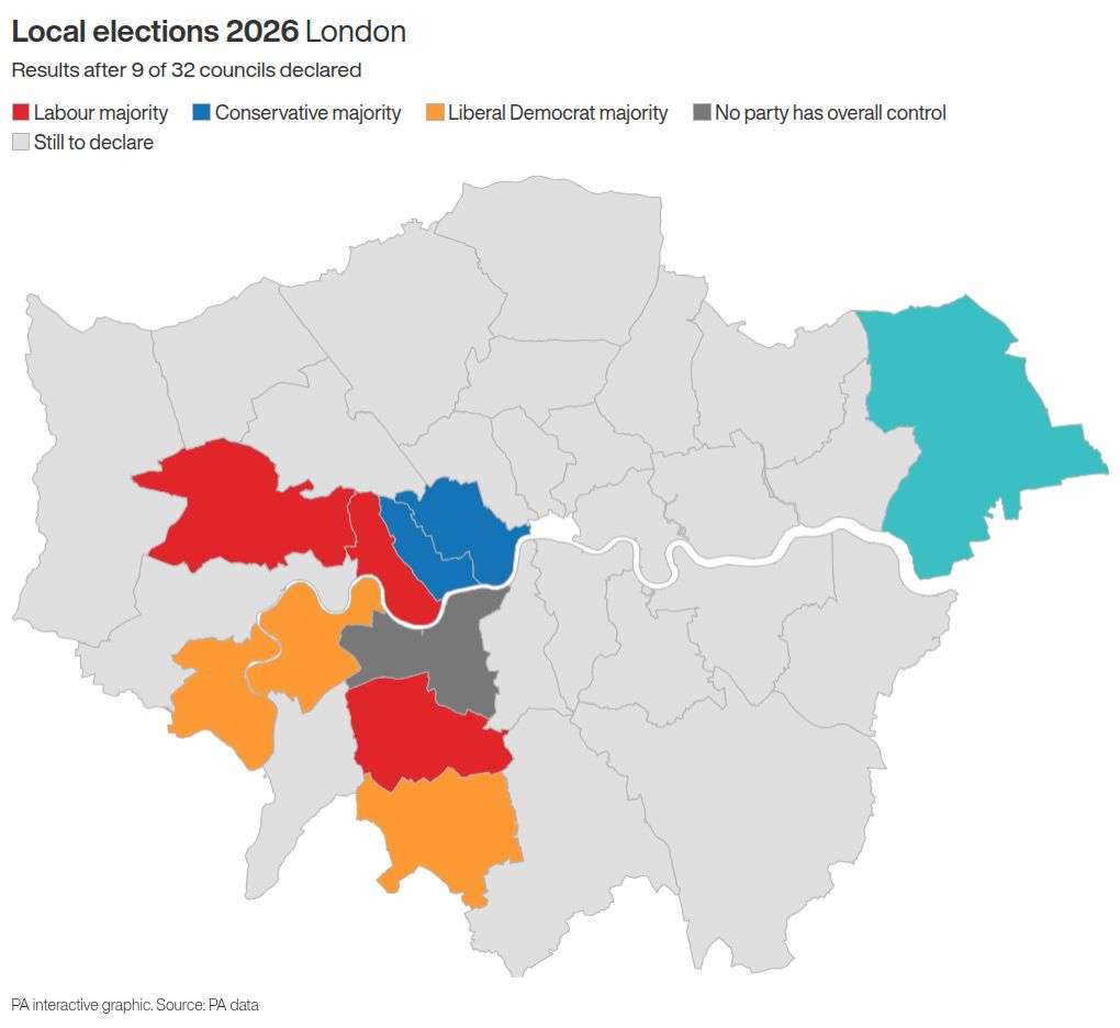 Reform UK makes significant gains in London local elections as Labour faces severe losses