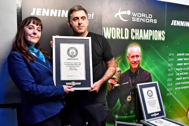 Ronnie O'Sullivan receives five Guinness World Record certificates at Crucible Theatre
