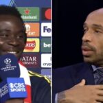 Thierry Henry shares heartfelt message with Bukayo Saka after Arsenal's Champions League win