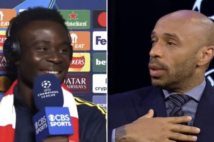 Thierry Henry shares heartfelt message with Bukayo Saka after Arsenal's Champions League win