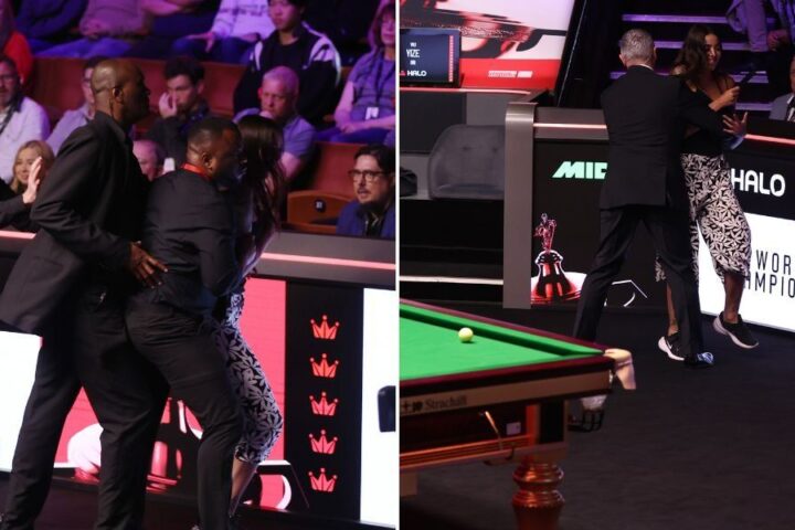 World Snooker Championship final disrupted by protester decrying BBC licence fees