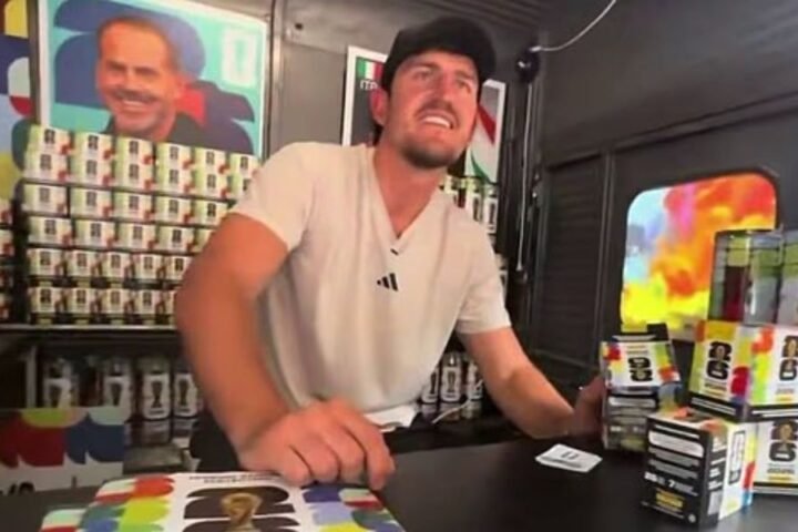 Harry Maguire seen selling Panini stickers in New York after missing England squad selection