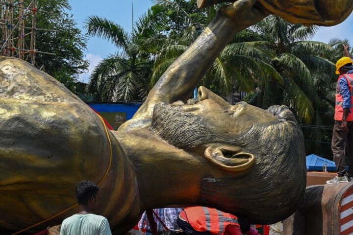 Lionel Messi statue removed in India over safety concerns after windy conditions