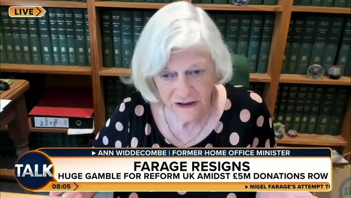 Ann Widdecombe defends Nigel Farage's re-election bid in final TV interview before death