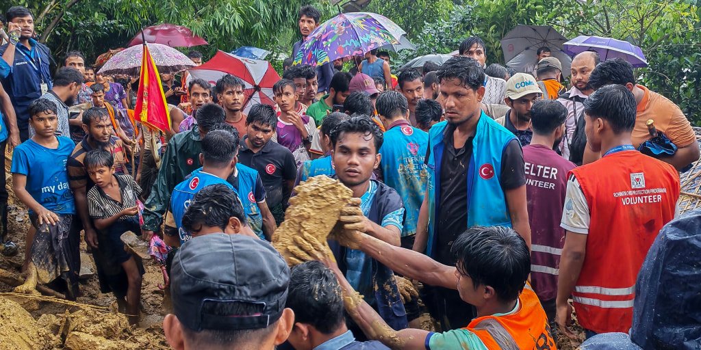 Landslide in Rohingya camp in Bangladesh kills five children during class