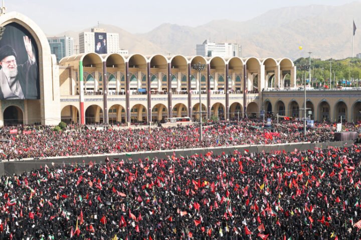 Massive crowds gather in Tehran for the funeral of former Supreme Leader Ali Khamenei
