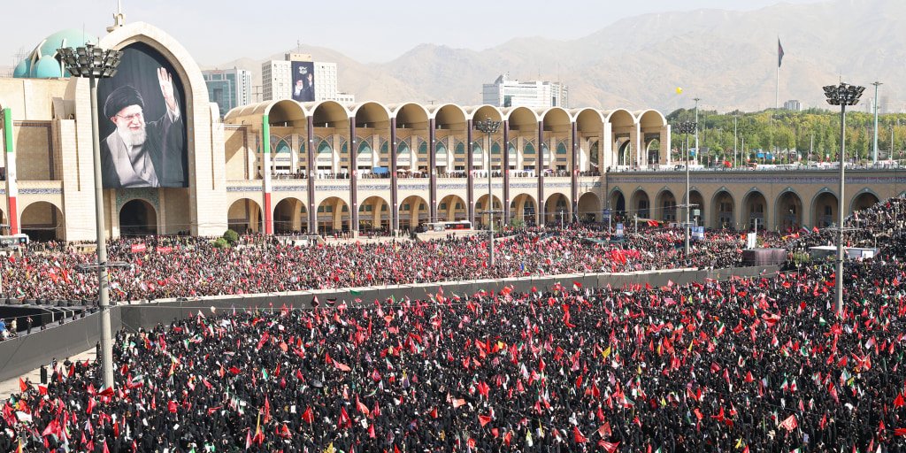 Massive crowds gather in Tehran for the funeral of former Supreme Leader Ali Khamenei
