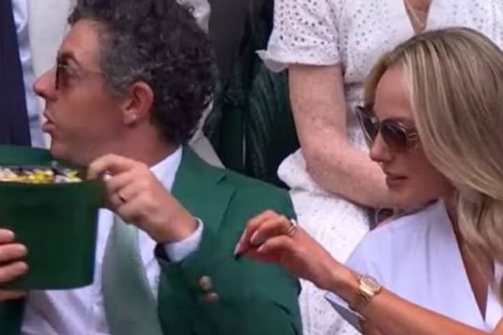 Rory McIlroy's Wimbledon sweet moment with wife entertains BBC's Clare Balding