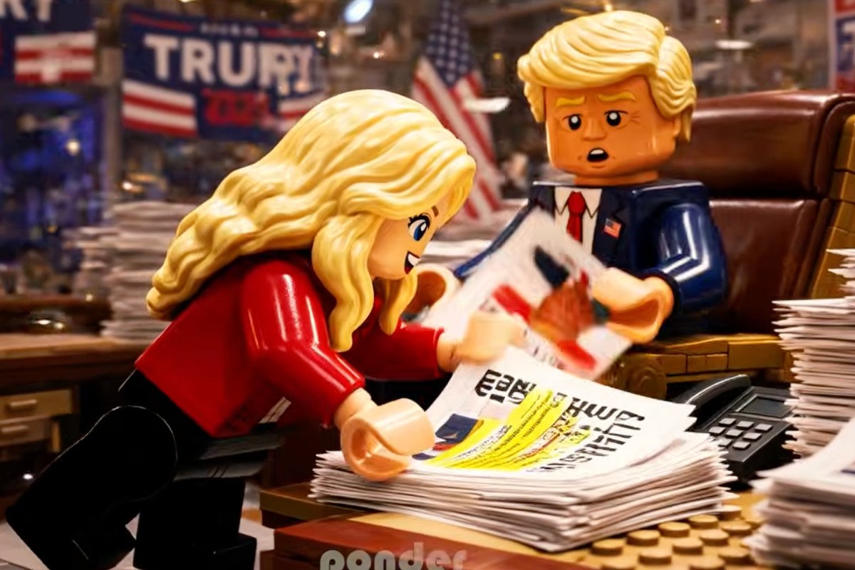AI-generated video features Trump and aide Natalie Harp in Lego-themed satire
