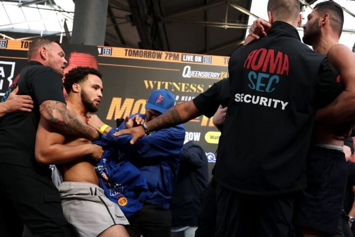 Chaos at weigh-in as Moses Itauma pushes Filip Hrgovic off stage, leading to tensions