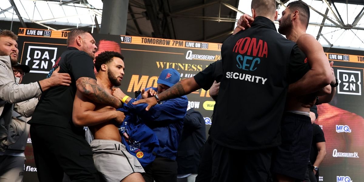 Chaos at weigh-in as Moses Itauma pushes Filip Hrgovic off stage, leading to tensions