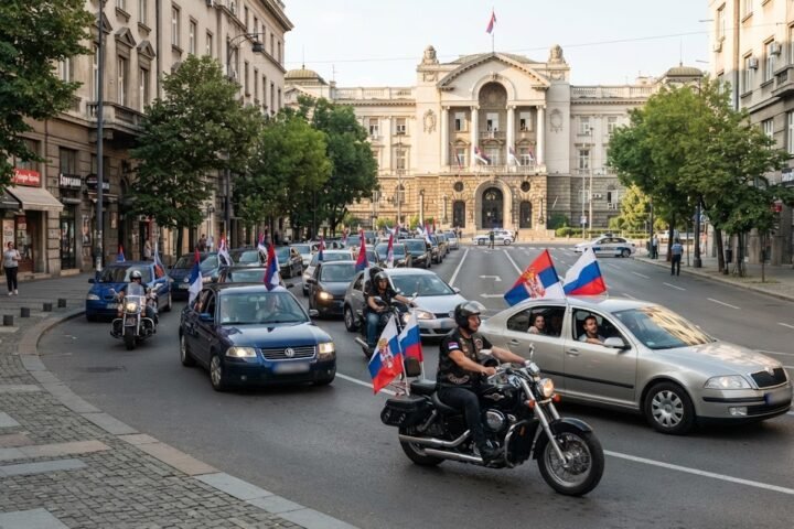 Pro-Russian group stages Belgrade motorcade after Zelensky’s Serbia visit