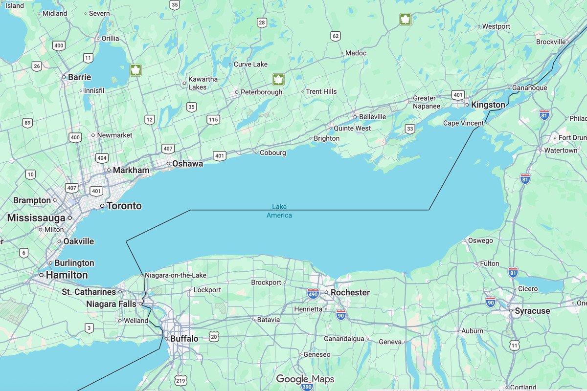 Google Maps labels Lake Ontario as 'Lake America' following Trump's executive order