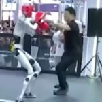 Man spars with humanoid robot at Beijing's World Robot Conference