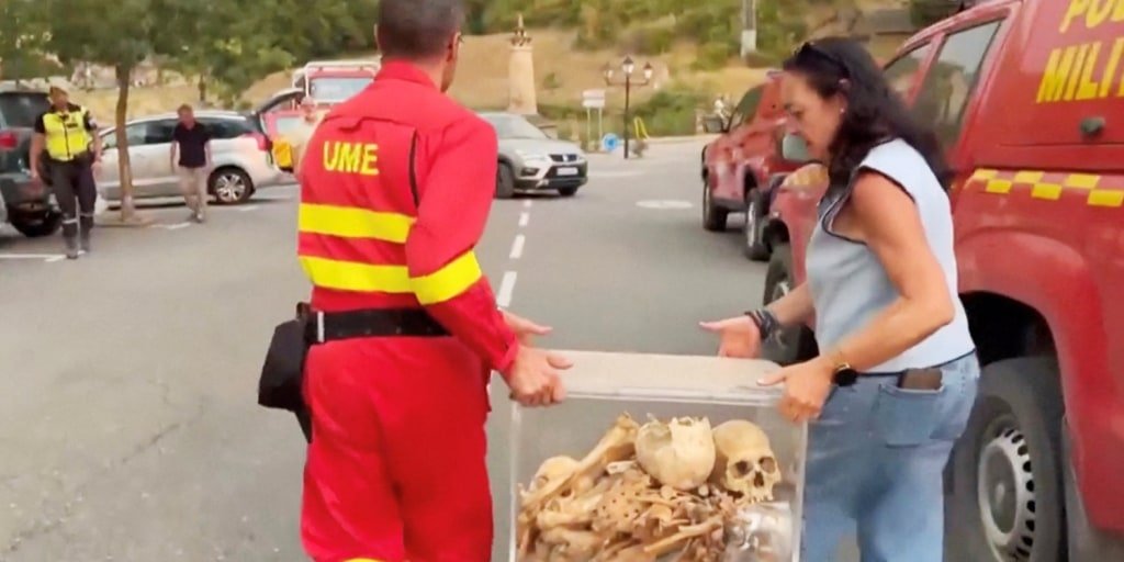 Spain recovers remains of 11th century kings as wildfires threaten historical monastery