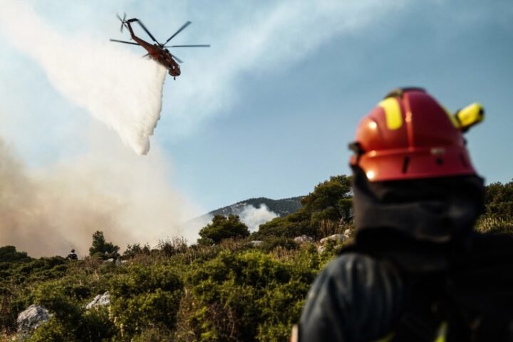 Two firefighting helicopters collide above Athens amid ongoing wildfire crisis in Greece