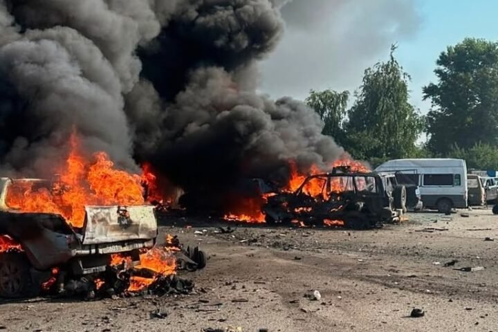 Ukraine launches drone offensive against Moscow as Russian missile strike kills 10 in Kharkiv village