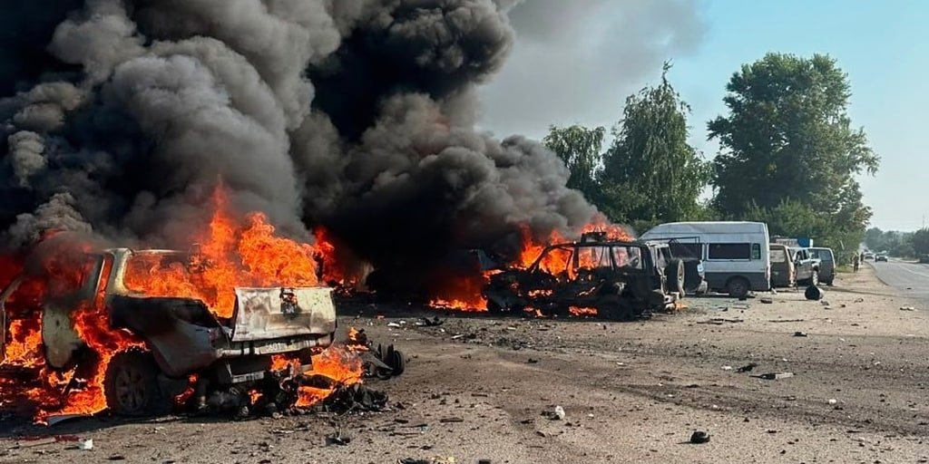 Ukraine launches drone offensive against Moscow as Russian missile strike kills 10 in Kharkiv village