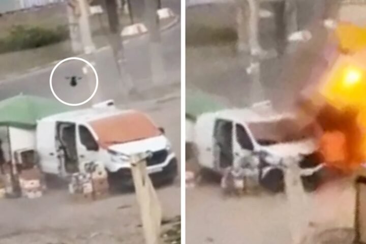 Video captures civilian targeted by attack drone in Ukraine
