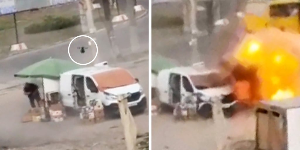 Video captures civilian targeted by attack drone in Ukraine