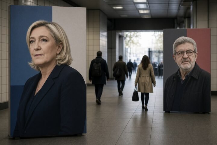 Poll puts Le Pen and Mélenchon ahead of centrist rivals in French presidential scenarios
