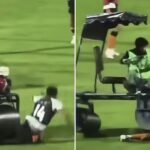 Andros Townsend narrowly escapes injury after being struck by pitch roller during warm-up