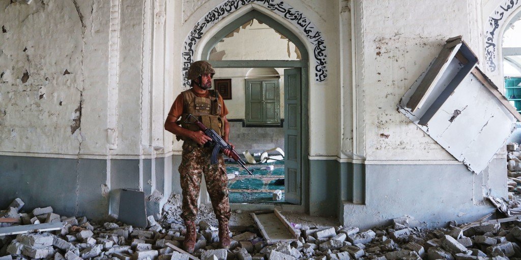 Bombing at mosque in Pakistan leaves at least 21 dead, including police officers
