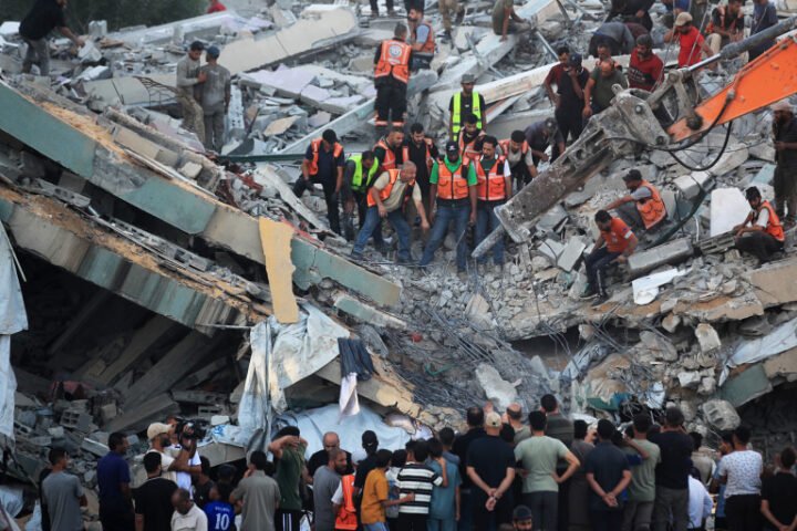Building collapse in Gaza kills 12, including five children, amid ongoing airstrikes