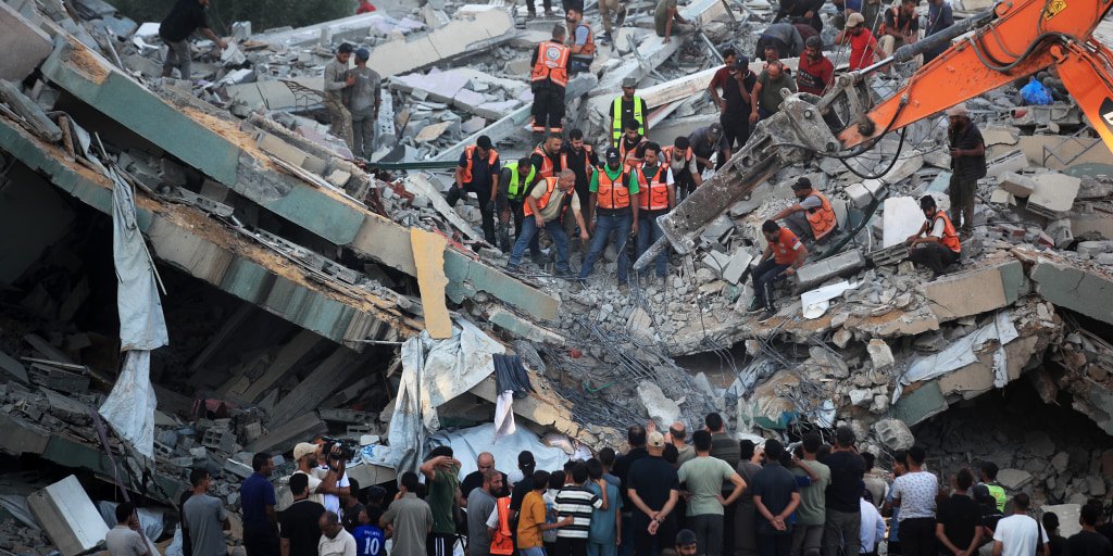 Building collapse in Gaza kills 12, including five children, amid ongoing airstrikes
