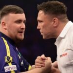 Gerwyn Price advances in World Series of Darts Finals after tense win over Brody Klinge