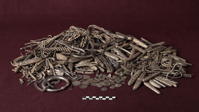 Large Viking Age silver hoard discovered in Danish garden during renovation work