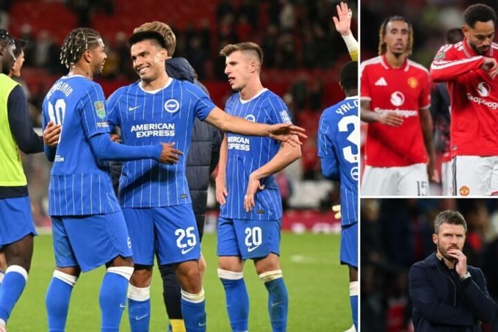 Manchester United collapses to Brighton in Carabao Cup after conceding two-goal lead