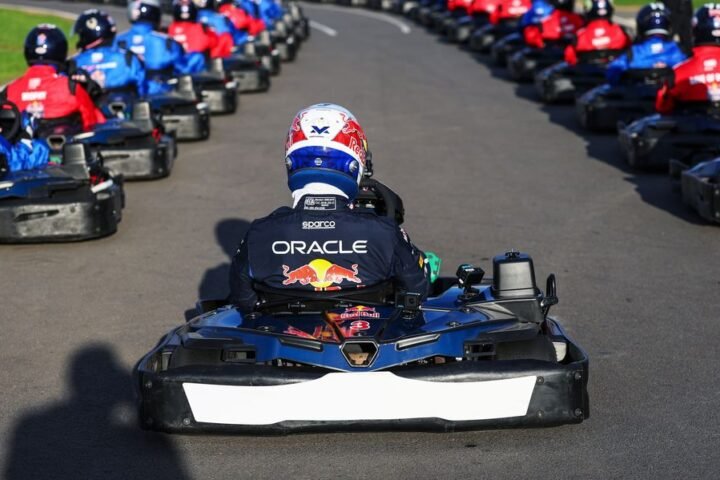 Max Verstappen overtakes 100 drivers in 14 laps during Silverstone go-kart challenge
