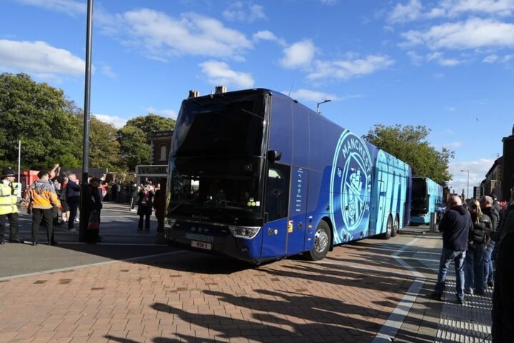 Manchester City team bus takes alternative route to Anfield amid hostile Liverpool welcome