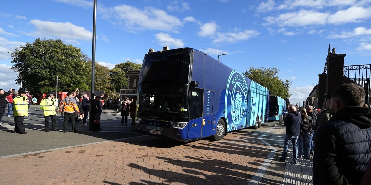 Manchester City team bus takes alternative route to Anfield amid hostile Liverpool welcome
