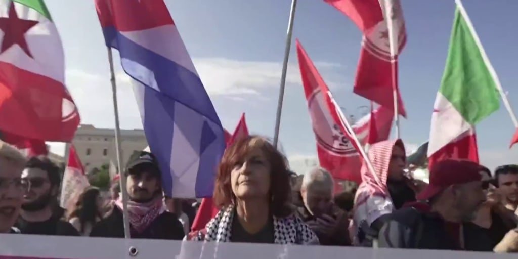 Thousands march in Italy against rising living costs and military spending