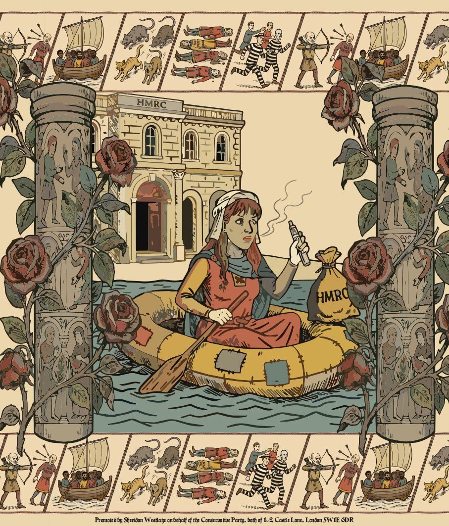 Tories launch parody Bayeux Tapestry at conference, featuring vaping Angela Rayner image
